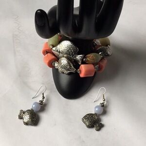 AQUATIC ADVENTURE FISH BRACELETS SETS W/ MATCHING EARRINGS